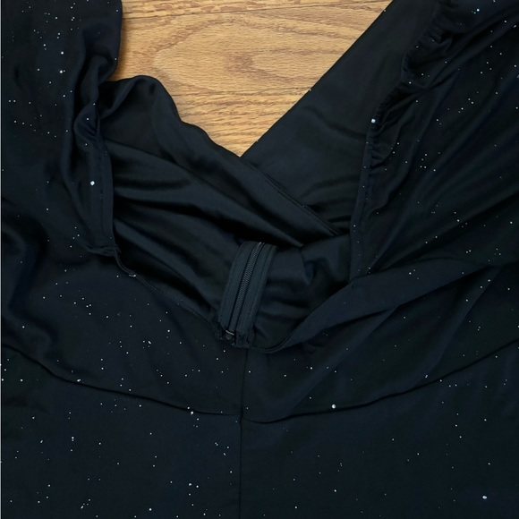 Shein Curve Dress Women’s 1XL (14) Black Sparkly V Neck Short Sleeve A line NWOT - Picture 5 of 8